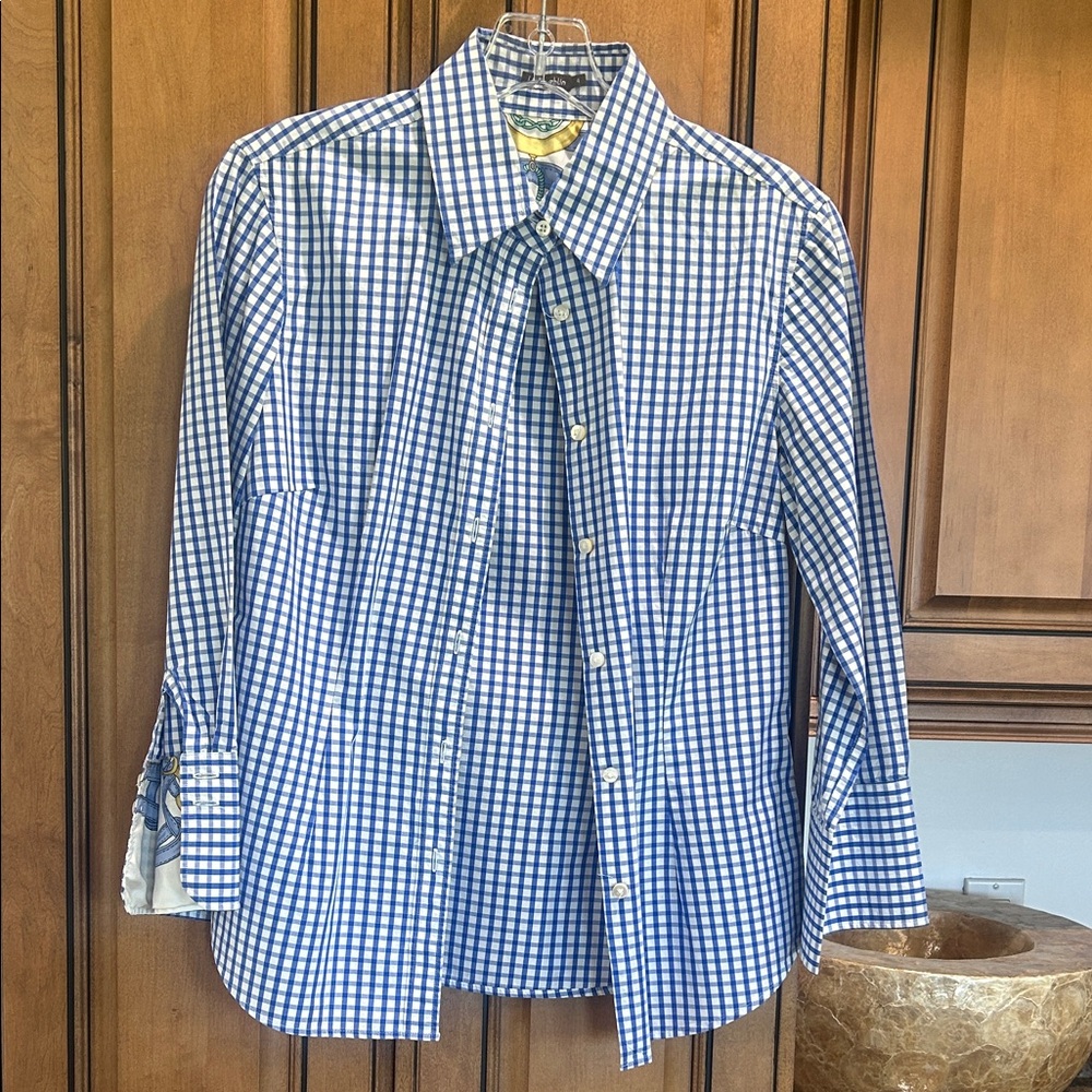 Women’s Blue Gingham Button-Down Shirt